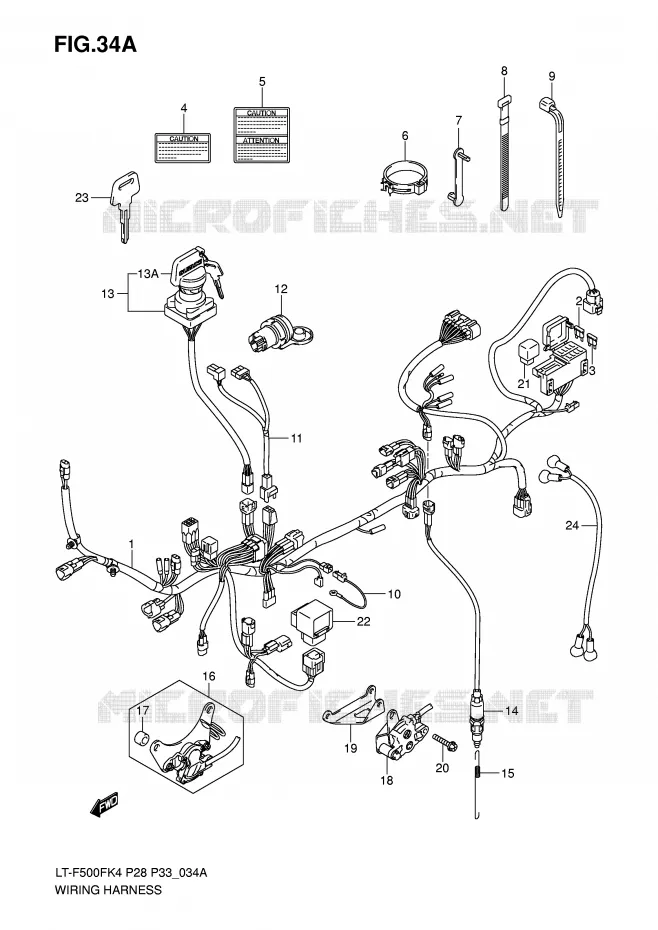 WIRING HARNESS (MODEL K6/K7) Suzuki QUAD 500 VINSON 2005  LT-F500FK5(P28/P33)