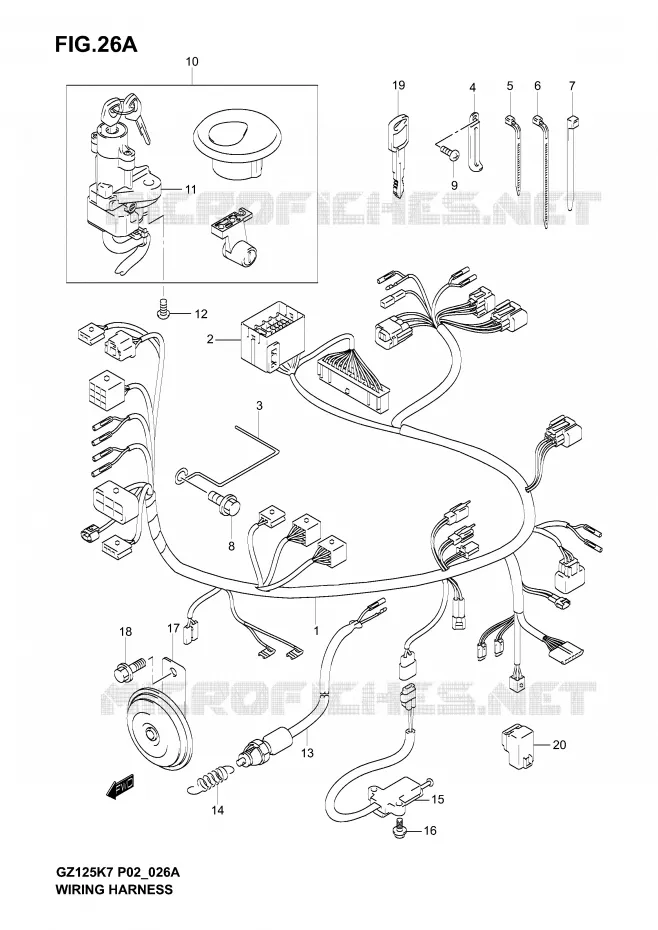 WIRING HARNESS (MODEL K7) Suzuki MOTO 125 MARAUDER 2006  GZ125K6(P02)