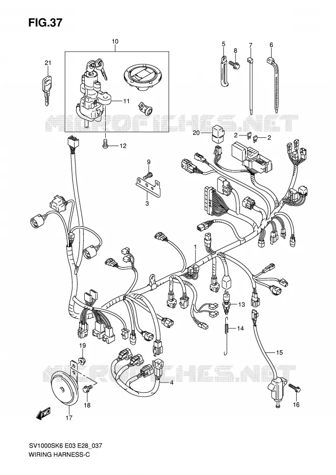 WIRING HARNESS (SV1000) Suzuki MOTO 1000 SV-S 2007  SV1000SK7(E3/E28)