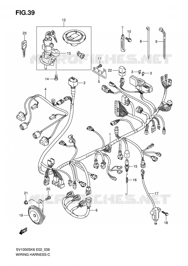 WIRING HARNESS (SV1000S/S1/S2) Suzuki MOTO 1000 SV 2006  SV1000U2K6(E2)