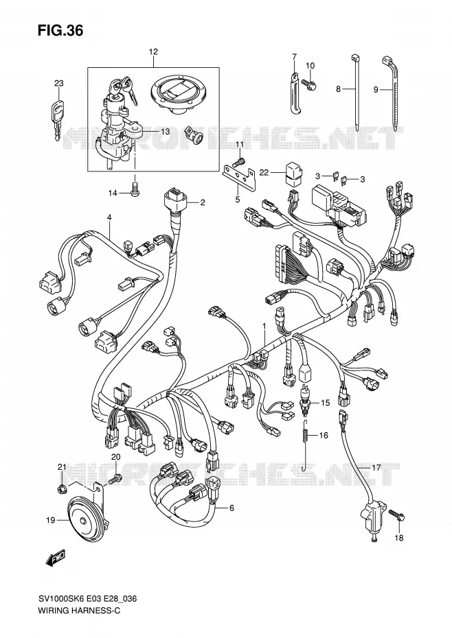 WIRING HARNESS (SV1000S) Suzuki MOTO 1000 SV-S 2006  SV1000SK6(E3/E28)