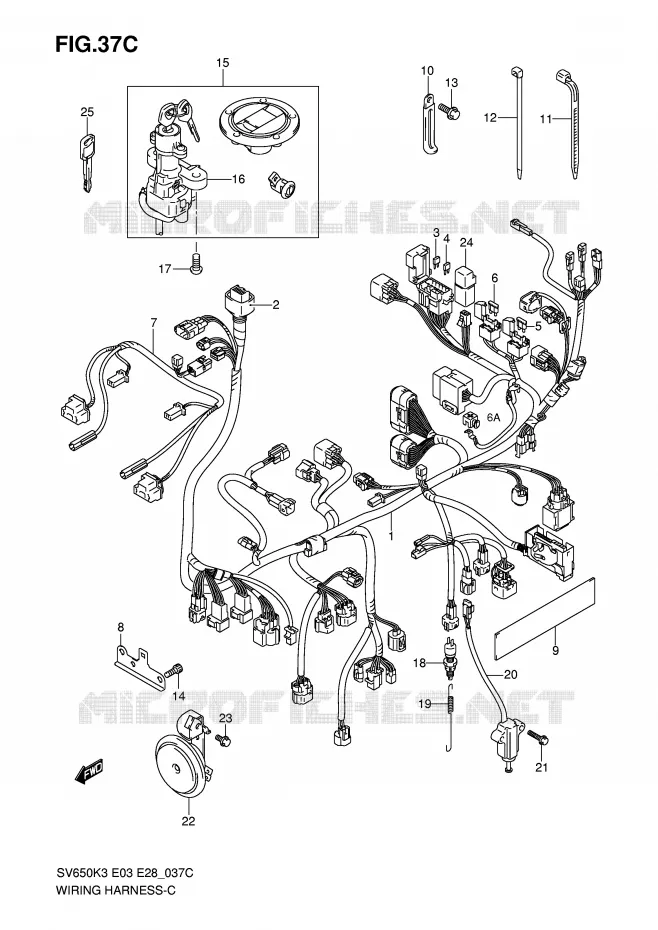 WIRING HARNESS (SV650SAK7) Suzuki MOTO 650 SV 2007  SV650AK7/SAK7(E3/E28)