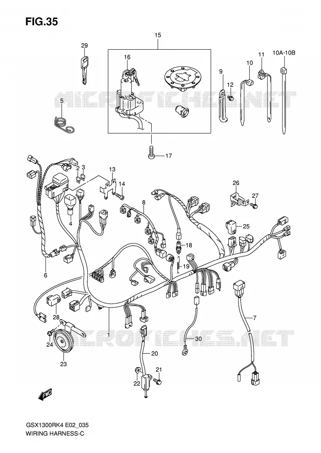 WIRING HARNESS Suzuki MOTO 1300 HAYABUSA 2004  GSX1300RU2K4(E2)