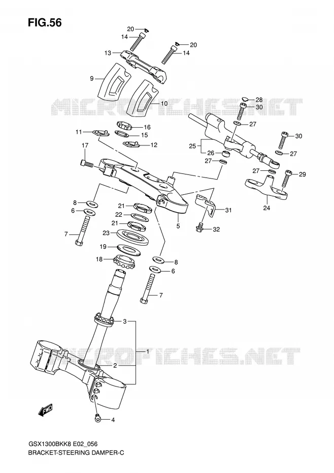 BRACKET/STEERING DAMPER Suzuki MOTO 1300 B-KING 2012  GSX1300BKU2K8(E2)