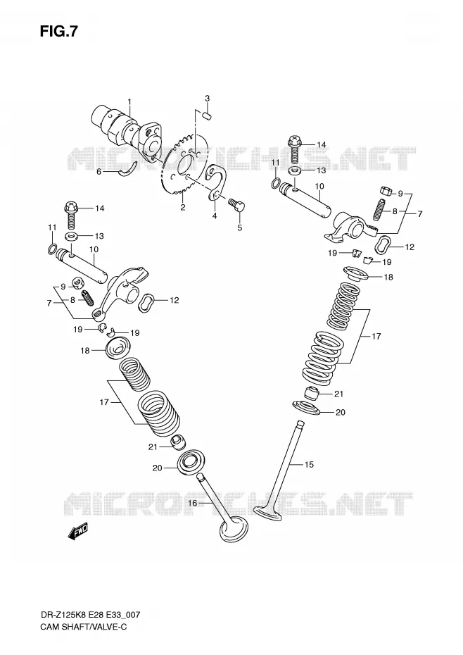 CAM SHAFT - VALVE Suzuki MOTO 125 DR-Z 2009  DR-Z125K9(E28/E33)