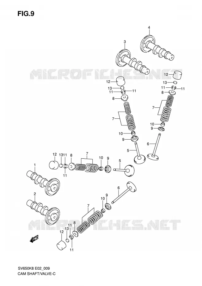 CAMSHAFT - VALVES Suzuki MOTO 650 SV 2009  SV650SAK9(E2)