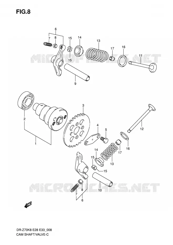 CAMSHAFT - VALVES Suzuki MOTO 70 DR-Z 2012  DR-Z70L0(E28/E33)