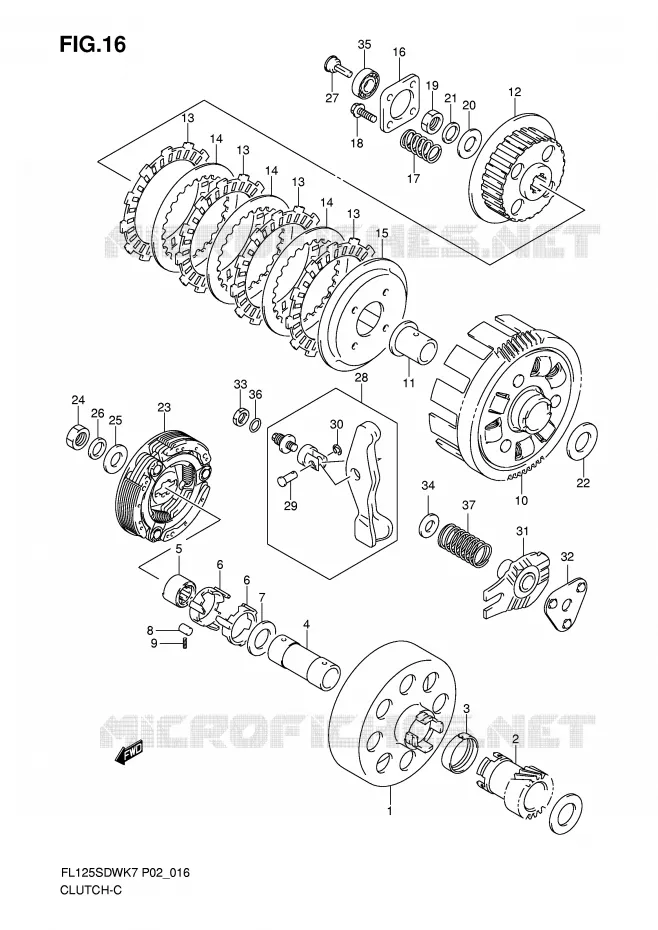 CLUTCH (MODEL K7) Suzuki SCOOTER 125 FL 2007  FL125SDWK7(P2)