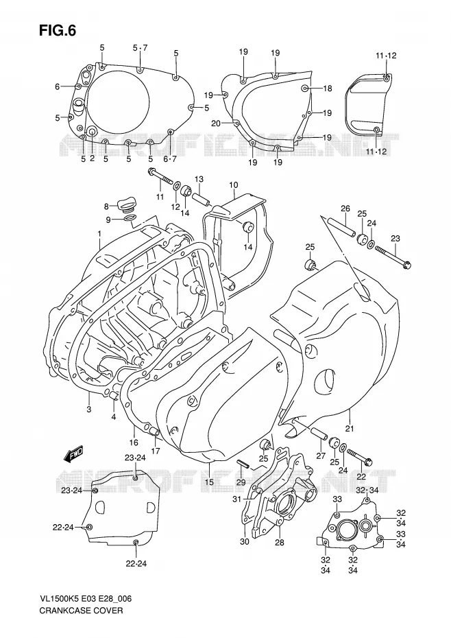 CRANKCASE COVER Suzuki MOTO 1500 BOULEVARD 2007  VL1500TK7(E3/E28)