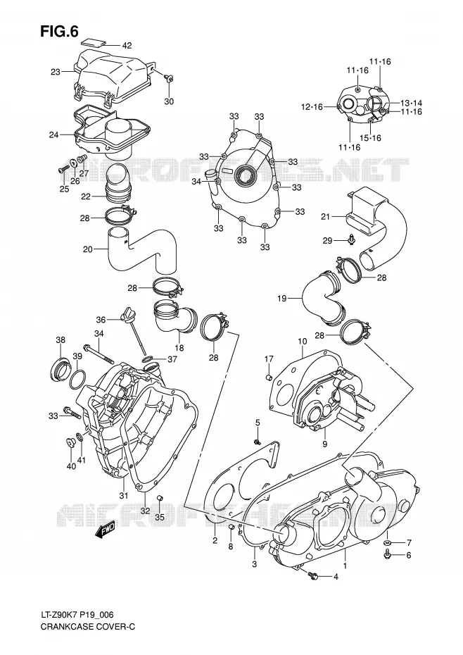 CRANKCASE COVER Suzuki QUAD 90 QUADSPORT 2007  LT-Z90K7(P19)