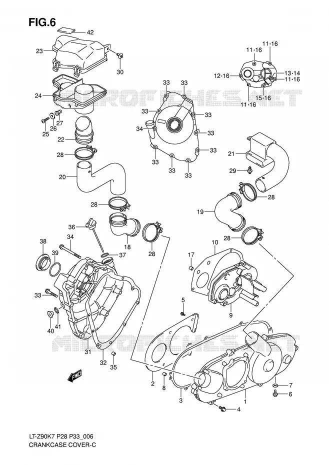 CRANKCASE COVER Suzuki QUAD 90 QUADSPORT 2010  LT-Z90ZL0(P28/P33)