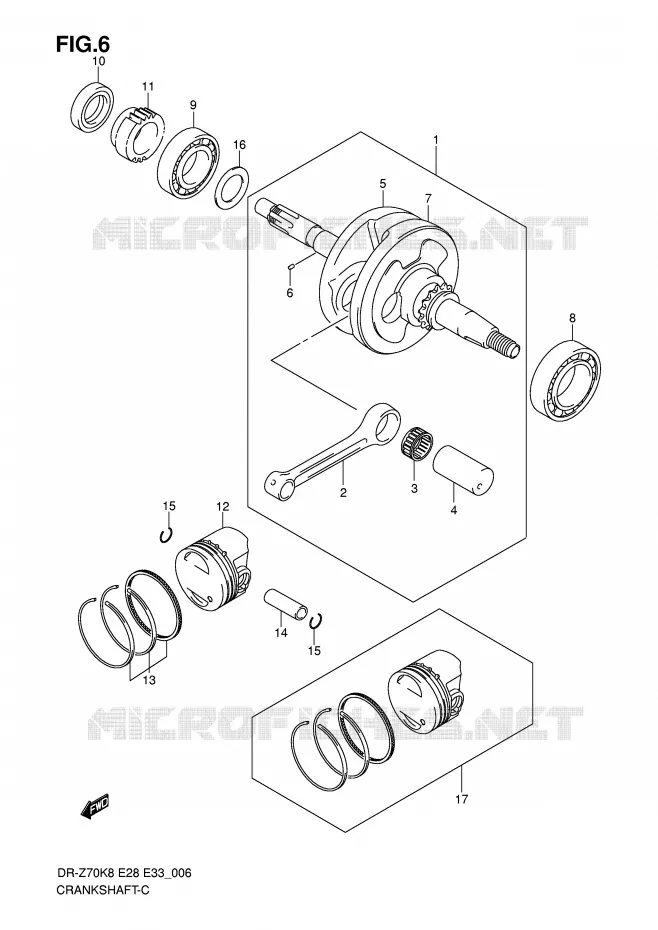 CRANKSHAFT Suzuki MOTO 70 DR-Z 2012  DR-Z70L0(E28/E33)
