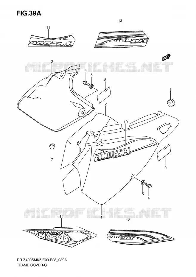 FAIRING (MODEL K7/K8) Suzuki MOTO 400 DR-Z 2009  DR-Z400SMK9(E3/E28)