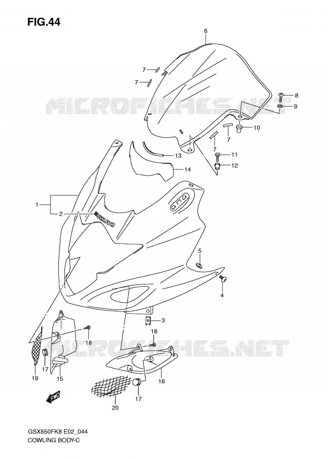 FAIRING (MODEL K8/K9) Suzuki MOTO 650 GSX-F 2008  GSX650FK8(E2)