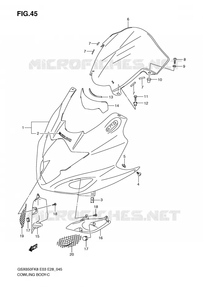 FAIRING (MODEL K8/K9) Suzuki MOTO 650 GSX-F 2009  GSX650FAK9(E3/E28)