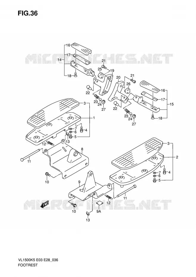 FOOTREST Suzuki MOTO 1500 BOULEVARD 2005  VL1500TK5(E3/E28)