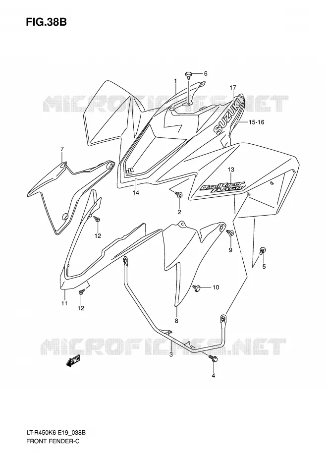 FRONT FENDER (LT-R450K8) Suzuki QUAD 450 QUADRACER 2007  LT-R450K7(E19)
