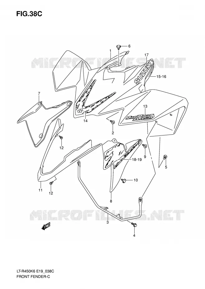 FRONT FENDER (LT-R450ZK8) Suzuki QUAD 450 QUADRACER 2006  LT-R450K6(E19)