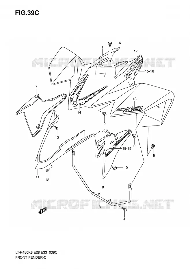 FRONT FENDER (LT-R450ZK8) Suzuki QUAD 450 QUADRACER 2009  LT-R450K9(E28/E33)