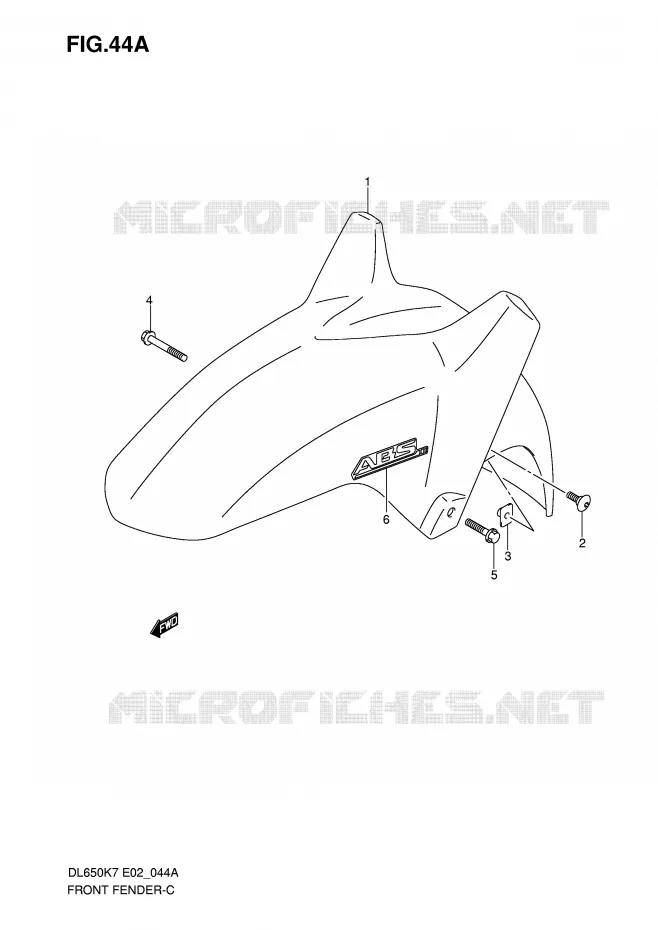 FRONT FENDER (MODEL K8) Suzuki MOTO 650 V-STROM 2009  DL650AK9(E2)