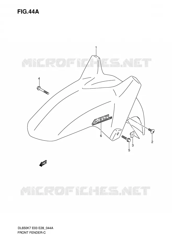 FRONT FENDER (MODEL K8) Suzuki MOTO 650 V-STROM 2010  DL650L0(E3/E28)