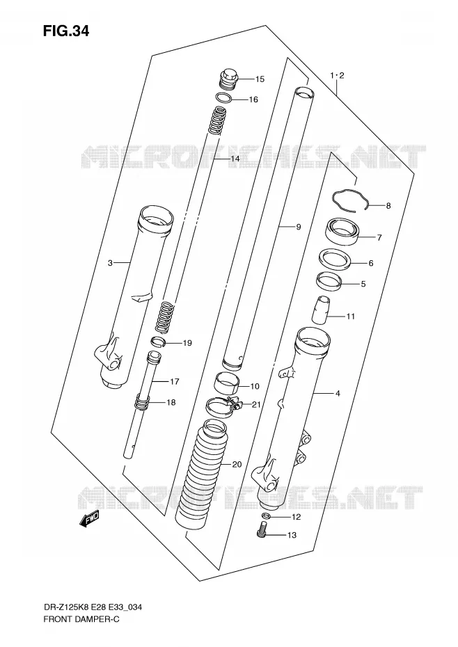 FRONT FORK (DR-Z125L) Suzuki MOTO 125 DR-Z 2011  DR-Z125LL0(E28/E33)