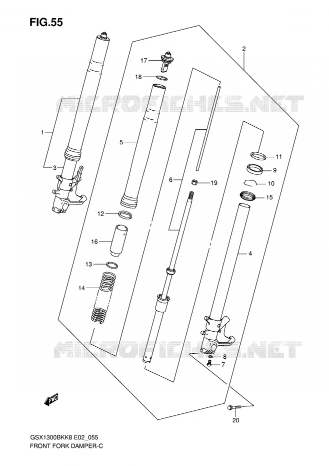 FRONT FORK Suzuki MOTO 1300 B-KING 2009  GSX1300BKAU2K8(E2)