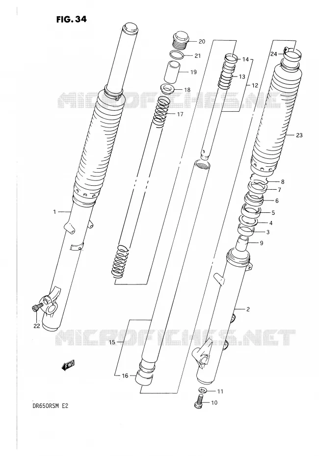 FRONT FORK Suzuki MOTO 650 DR 1991  DR650RSM(E2)