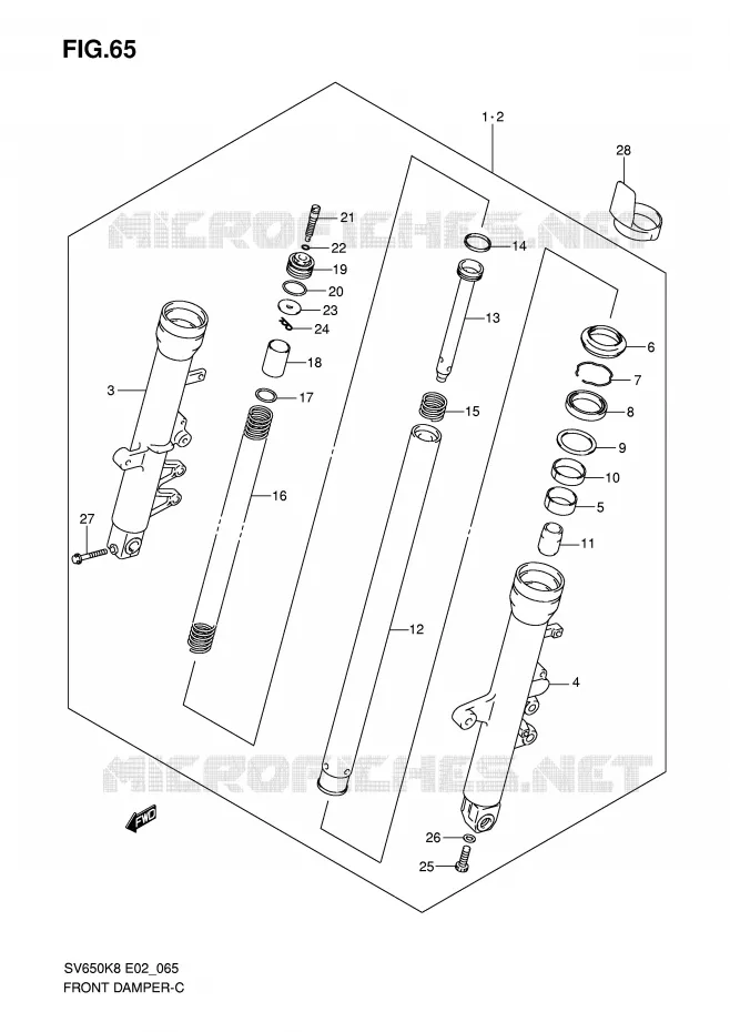 FRONT FORK Suzuki MOTO 650 SV 2008  SV650SUK8(E2)