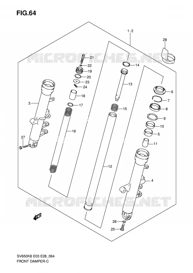 FRONT FORK Suzuki MOTO 650 SV-S 2009  SV650SK9(E3/E28)