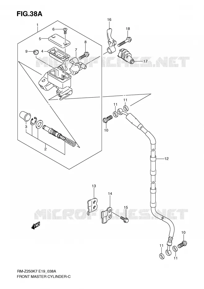 FRONT MASTER CYLINDER (MODEL K8/K9) Suzuki MOTO 250 RM-Z 2009  RM-Z250K9(E19)