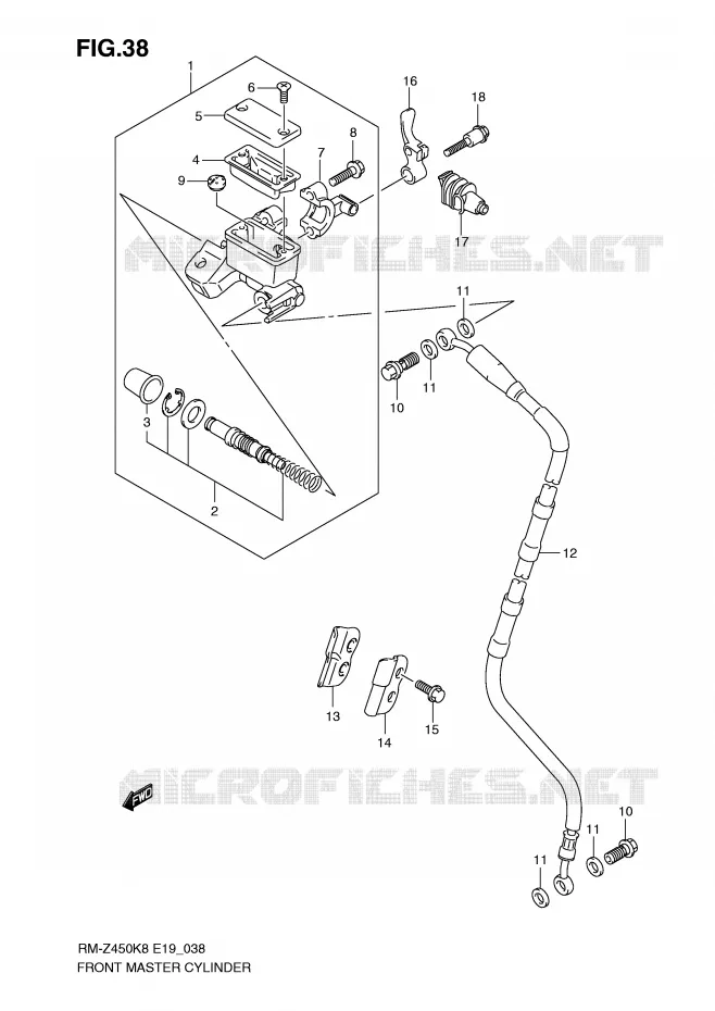 FRONT MASTER CYLINDER (RM-Z450K8/K9/L0) Suzuki MOTO 450 RM-Z 2011  RM-Z450L1(E19)