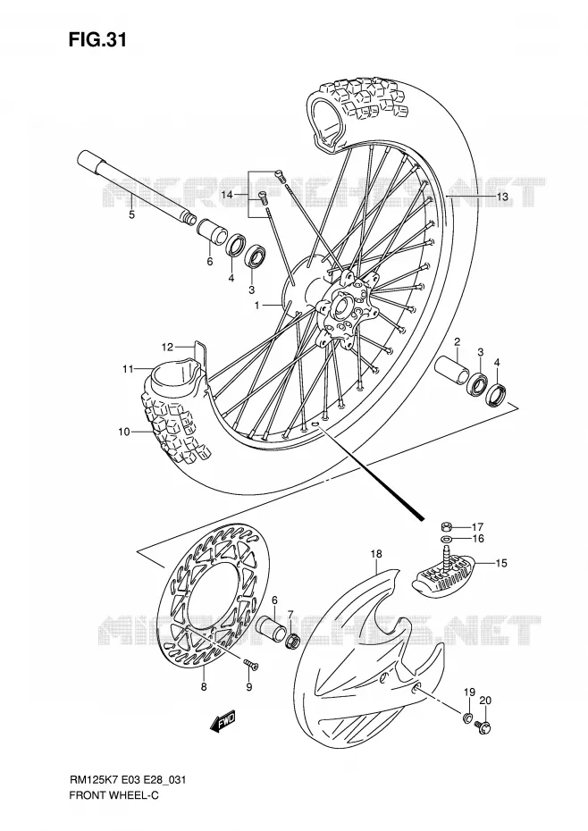 FRONT WHEEL Suzuki MOTO 125 RM 2007  RM125K7(E3/E28)