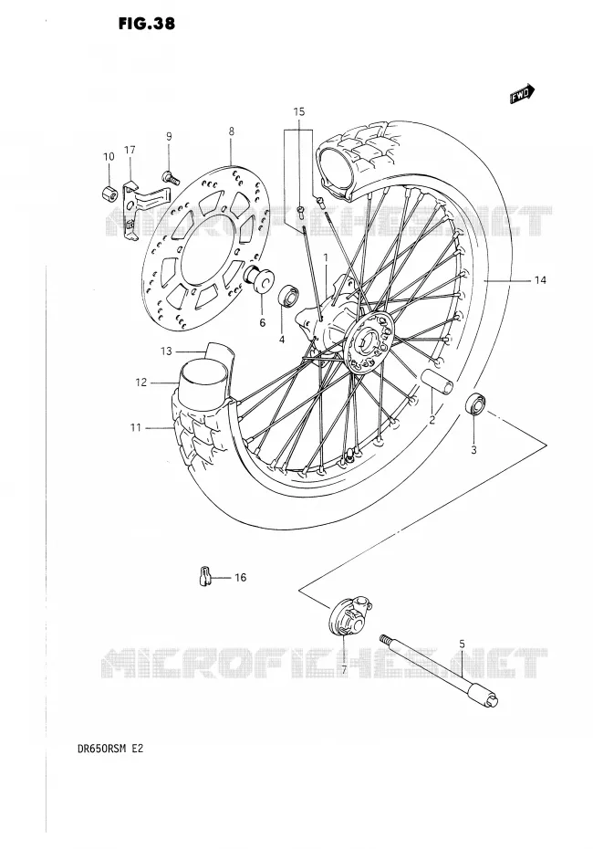 FRONT WHEEL Suzuki MOTO 650 DR 1990  DR650RSUL(E2)