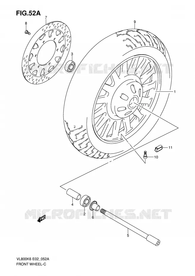 FRONT WHEEL (VL800CK8/CUEK8/CK9/CUEK9/CL0/CUEL0) Suzuki MOTO 800 VOLUSIA 2010  VL800CL0(E2)