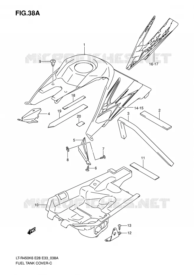 FUEL TANK COVER (MODEL K8) Suzuki QUAD 450 QUADRACER 2009  LT-R450ZK9(E28/E33)