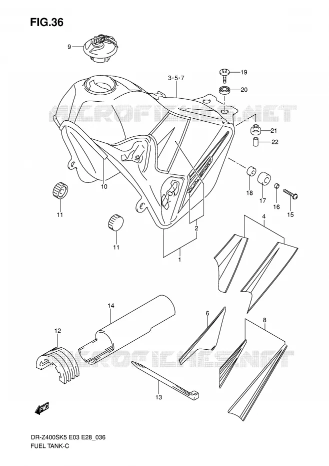 FUEL TANK (MODEL K5/K6/K7/K8) Suzuki MOTO 400 DR-Z 2007  DR-Z400SK7(E3/E28)