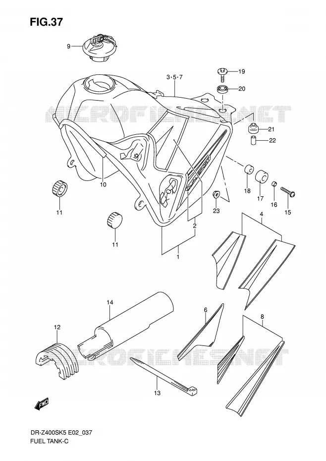 FUEL TANK (MODEL K5/K6/K7/K8) Suzuki MOTO 400 DR-Z 2009  DR-Z400SK9(E2)