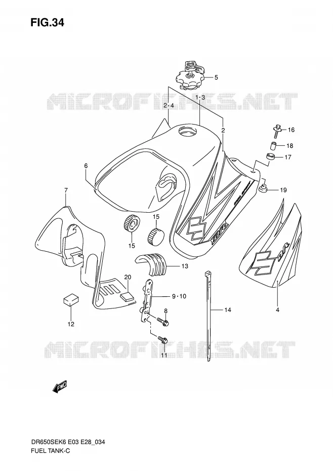 FUEL TANK (MODEL K6/K7) Suzuki MOTO 650 DR 2008  DR650SEK8(E3/E28)