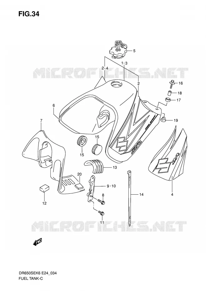 FUEL TANK (MODEL K6/K7) Suzuki MOTO 650 DR 2010  DR650SEL0(E24)