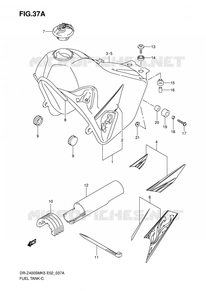 FUEL TANK (MODEL K7/K8) Suzuki MOTO 400 DR-Z 2006  DR-Z400SMUK6(E2)