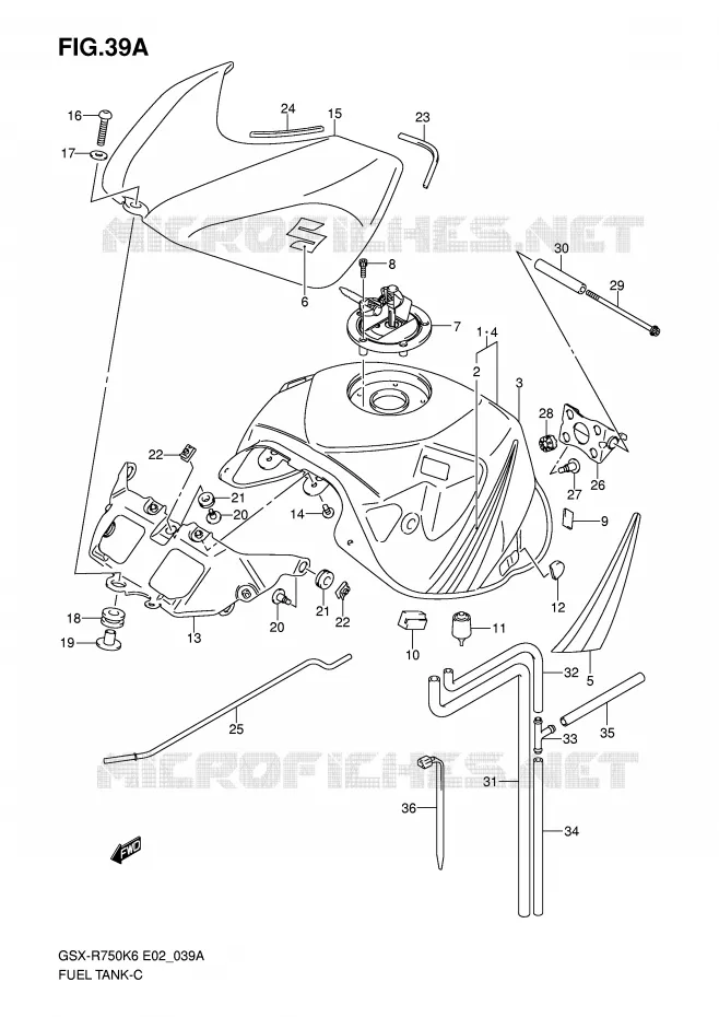 FUEL TANK (MODEL K7) Suzuki MOTO 750 GSX-R 2006  GSX-R750K6(E2)