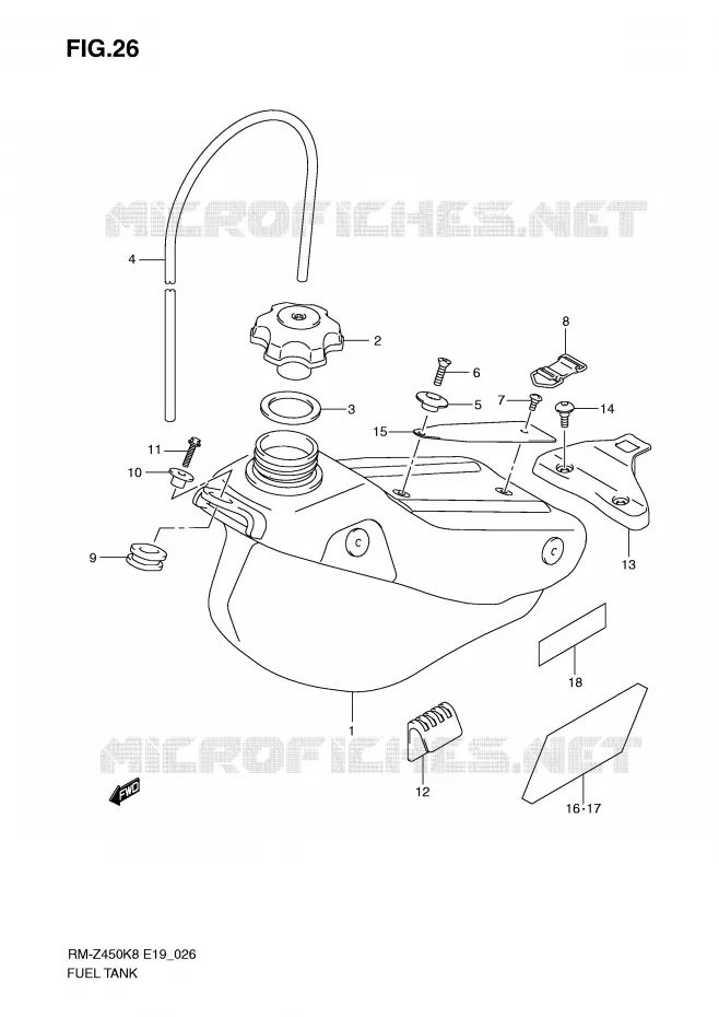 FUEL TANK (RM-Z450K8/K9/L0) Suzuki MOTO 450 RM-Z 2012  RM-Z450L1(E19)