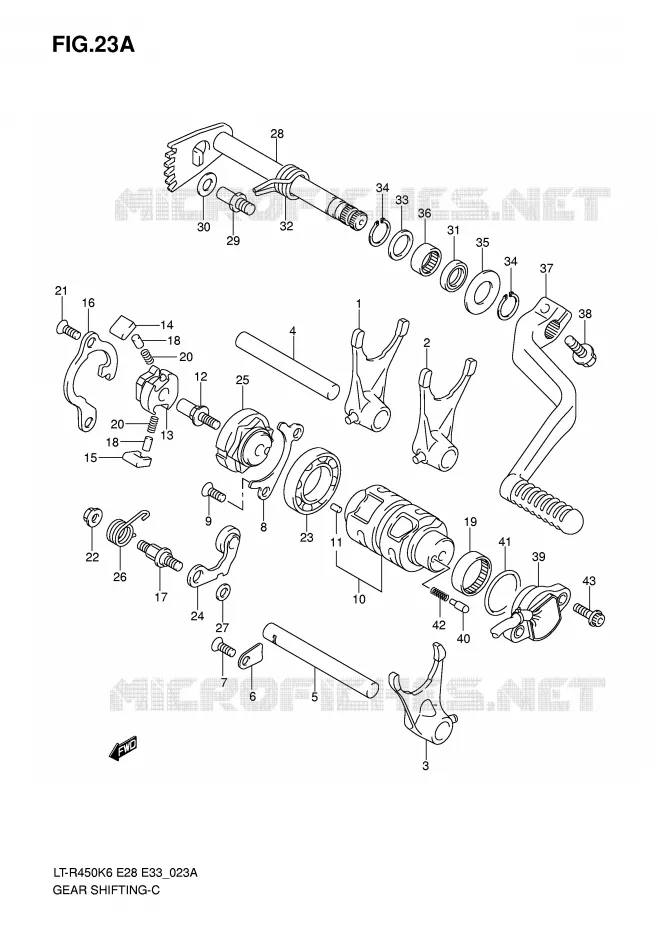 GEAR SHIFTING ASSY (MODEL K8/K9/L0) Suzuki QUAD 450 QUADRACER 2007  LT-R450K7(E28/E33)