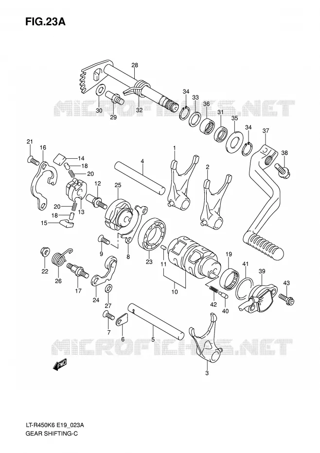 GEAR SHIFTING ASSY (MODEL K8/K9/L0) Suzuki QUAD 450 QUADRACER 2008  LT-R450K8(E19)