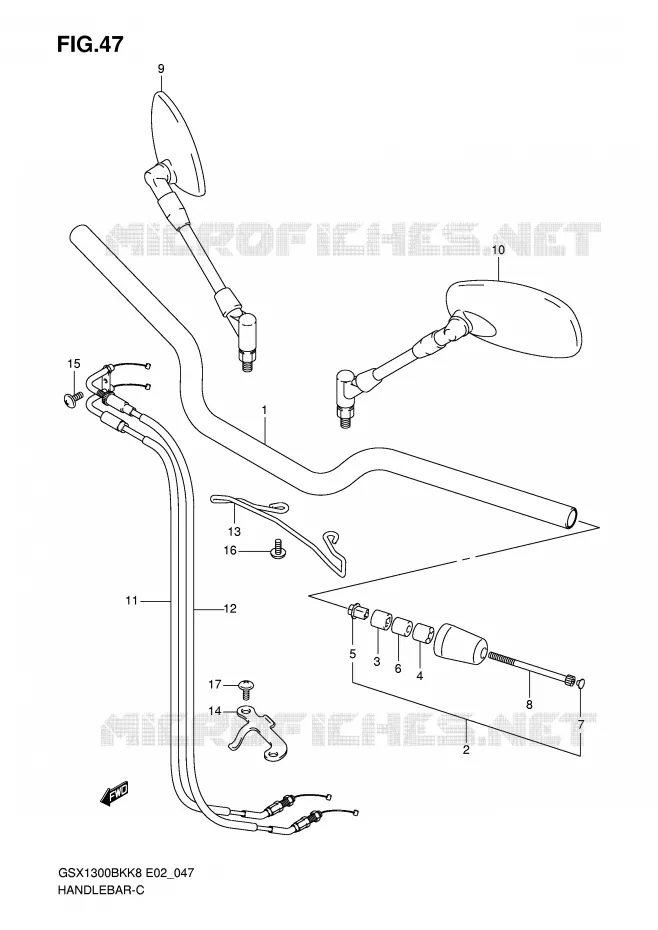 HANDLEBAR (DEL K8/K9) Suzuki MOTO 1300 B-KING 2011  GSX1300BKU2K8(E2)