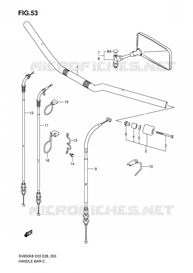 HANDLEBAR (SV650/A) Suzuki MOTO 650 SV-S 2009  SV650SAK9(E3/E28)
