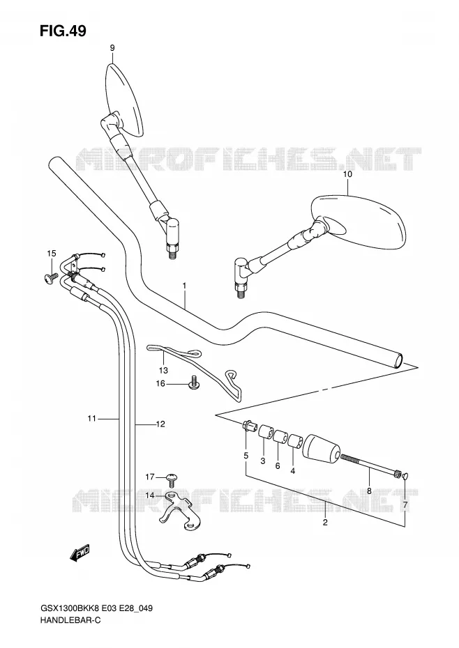 HANDLEBAR Suzuki MOTO 1300 B-KING 2009  GSX1300BKK9(E3/E28)