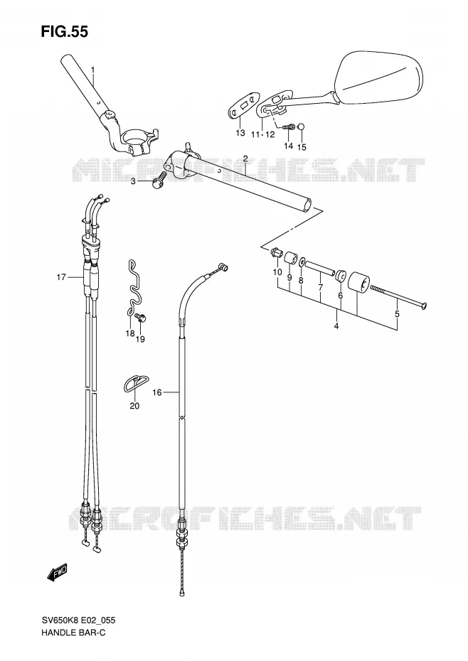HANDLEBAR (WITH COWLING) Suzuki MOTO 650 SV 2009  SV650SAK9(E2)