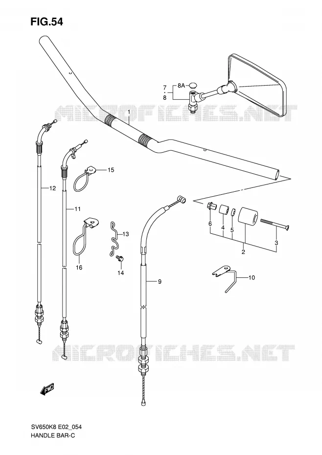 HANDLEBAR (WITHOUT COWLING) Suzuki MOTO 650 SV 2008  SV650SAK8(E2)